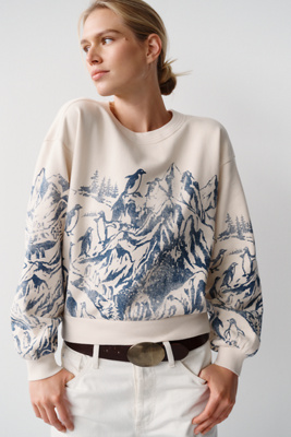 Pilcro Niki 100% Cotton Long Sleeve Bubble Sweatshirt by Anthropologie