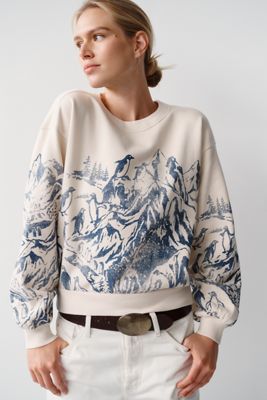 Pilcro Niki 100% Cotton Long Sleeve Bubble Sweatshirt