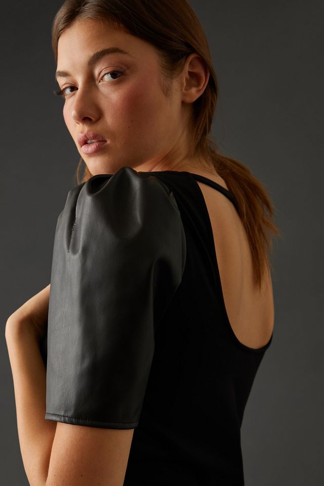 By Anthropologie Faux Leather Top #1