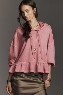 Pilcro Drop-Shoulder Flounce Hoodie