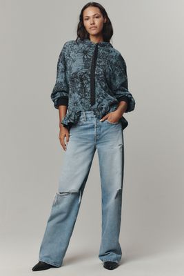 Pilcro Drop-Shoulder Flounce Hoodie