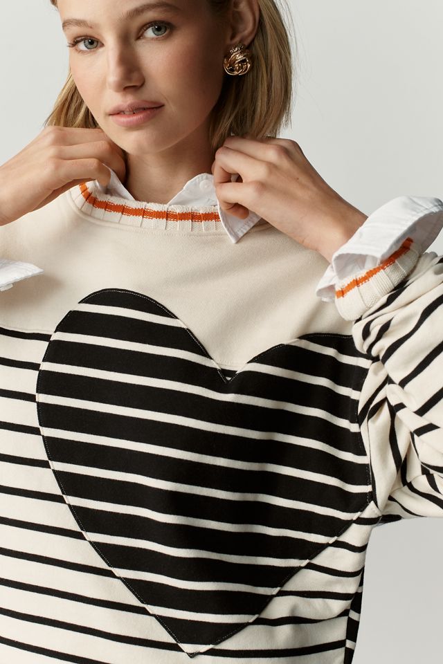 Maeve Crop Striped Sweatshirt #1