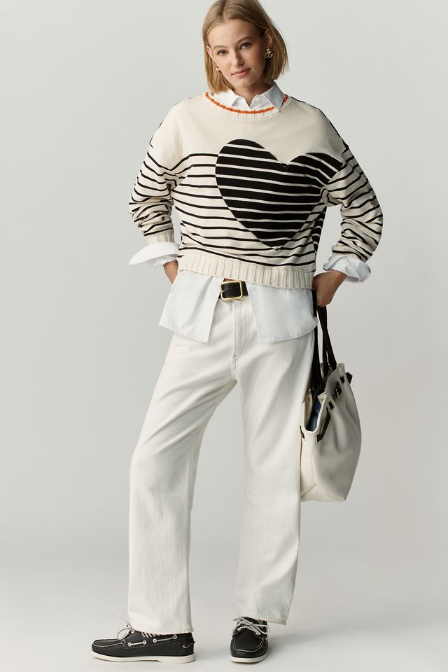 Maeve Crop Striped Sweatshirt #2