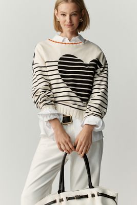 Maeve Crop Striped Sweatshirt