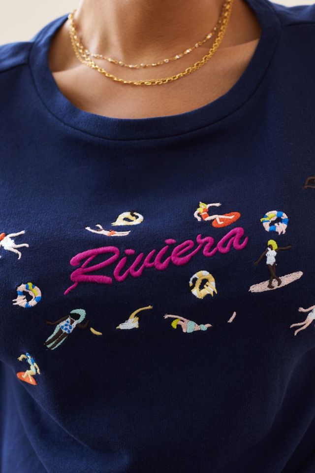 Maeve Beach Embroidered Sweatshirt Tee #4