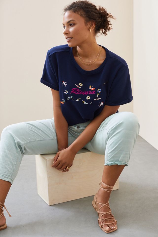 Maeve Beach Embroidered Sweatshirt Tee #3