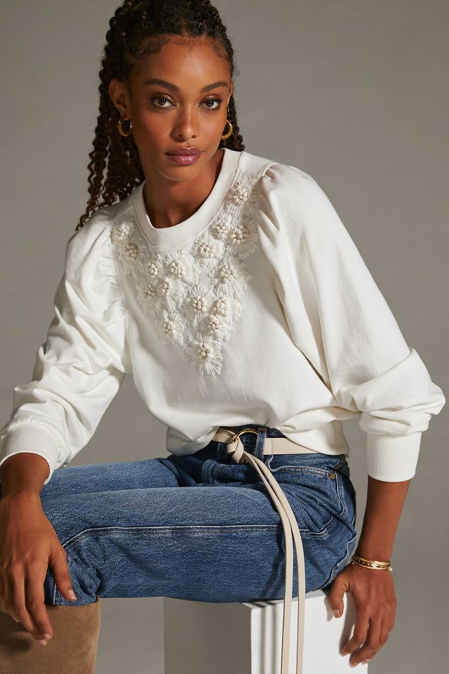 By Anthropologie Embroidered Sweatshirt