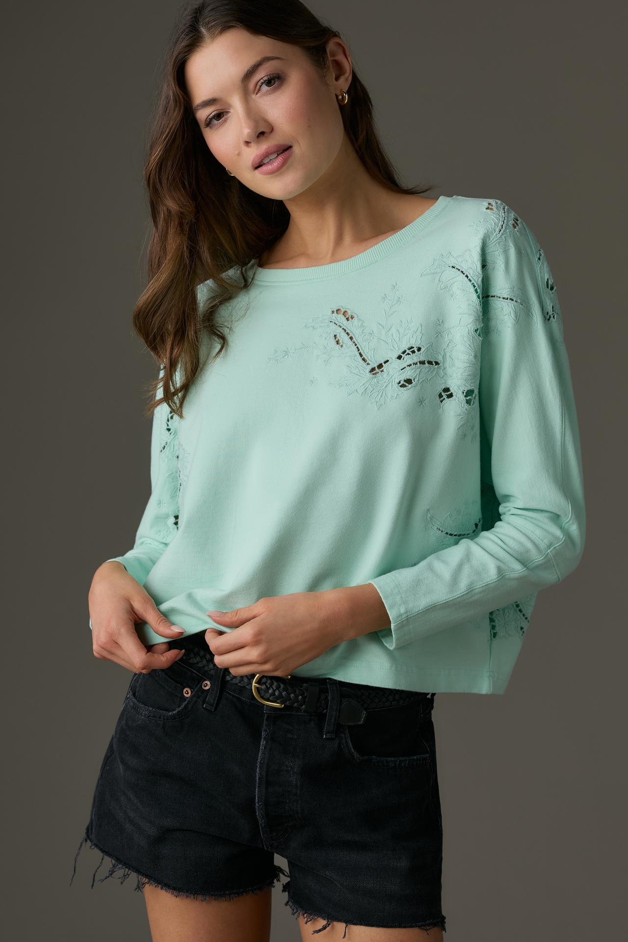 By Anthropologie Embroidered Sweatshirt