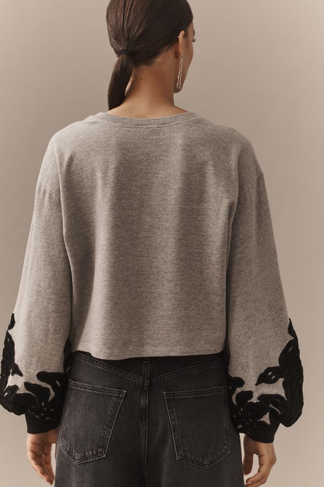 By Anthropologie Velvet Appliqué Sweatshirt #1