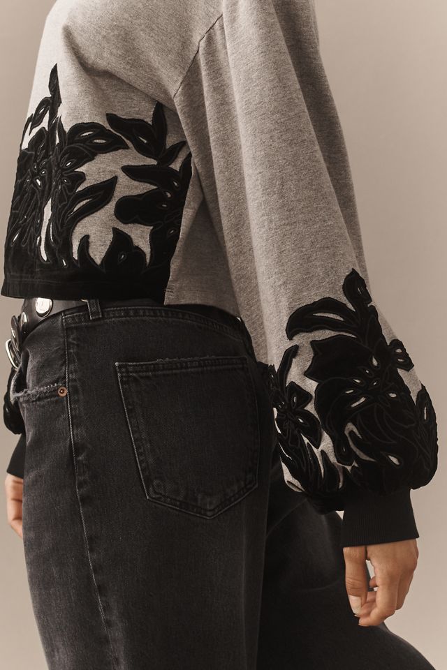 By Anthropologie Velvet Appliqué Sweatshirt #3