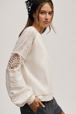 By Anthropologie Lace Balloon-Sleeve Top | Anthropologie