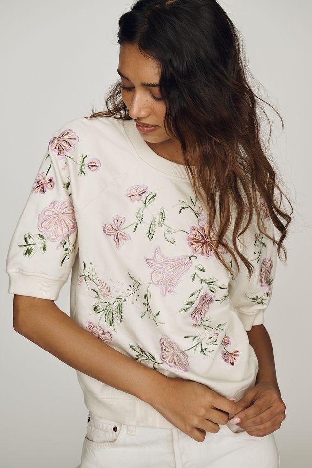 By Anthropologie Cotton Floral Sweatshirt #1