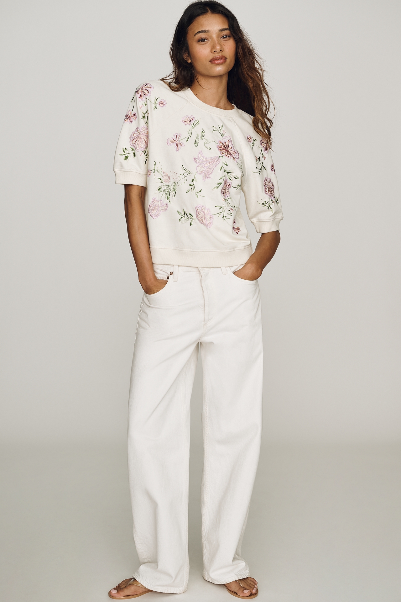 By Anthropologie Cotton Floral Sweatshirt