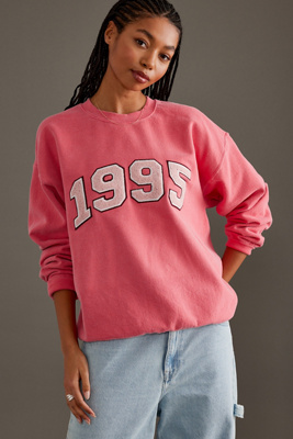 Anthropologie 1995 Oversized Crew Neck Sweatshirt In Pink | ModeSens