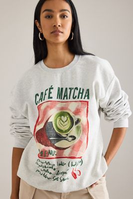By Anthropologie Café Matcha Graphic Sweatshirt