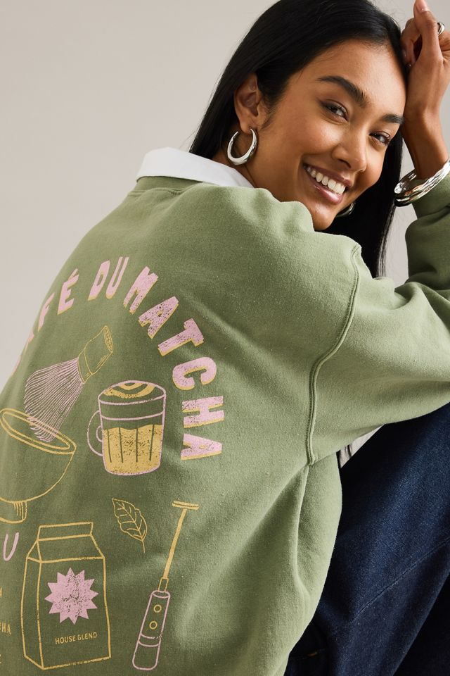 By Anthropologie Sweat-shirt à dos graphique Matcha #3