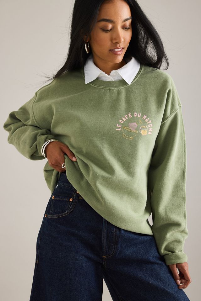 By Anthropologie Sweat-shirt à dos graphique Matcha #4