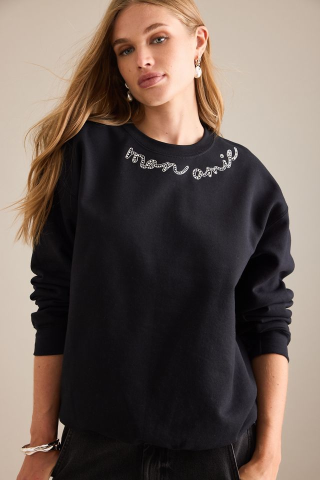By Anthropologie Mon Amie Embellished Sweatshirt #3
