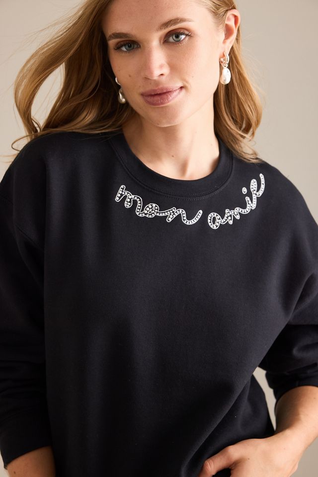 By Anthropologie Mon Amie Embellished Sweatshirt #5