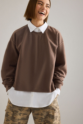 By Anthropologie Washed Sweatshirt In Brown