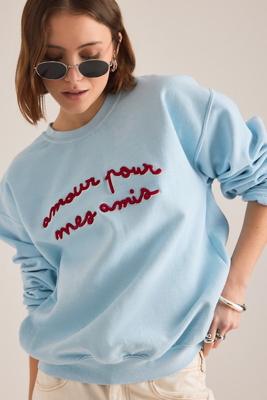 By Anthropologie Amour Embroidered Sweatshirt
