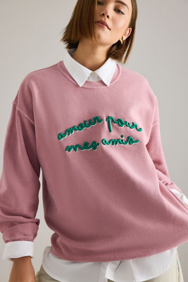 By Anthropologie Amour Embroidered Sweatshirt