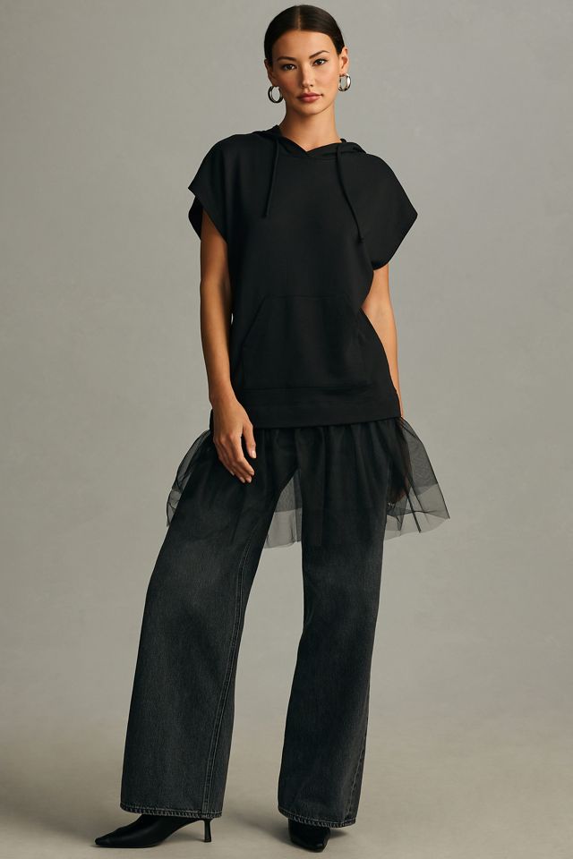 By Anthropologie Tulle Short-Sleeve Sweatshirt #3