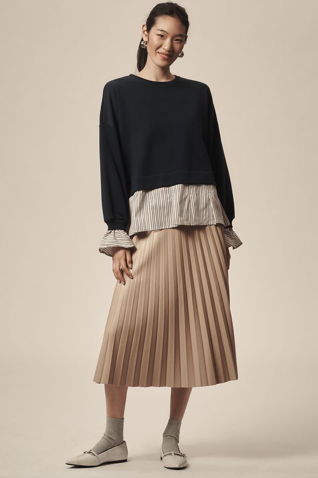 Maeve Striped Trim Twofer Sweatshirt #2