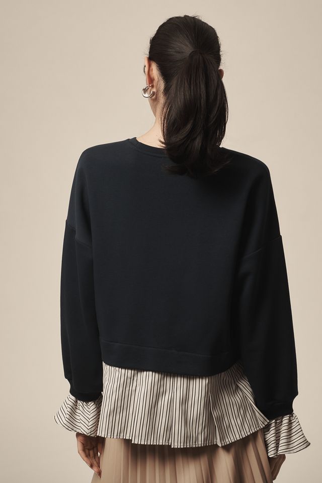 Maeve Striped Trim Twofer Sweatshirt #3