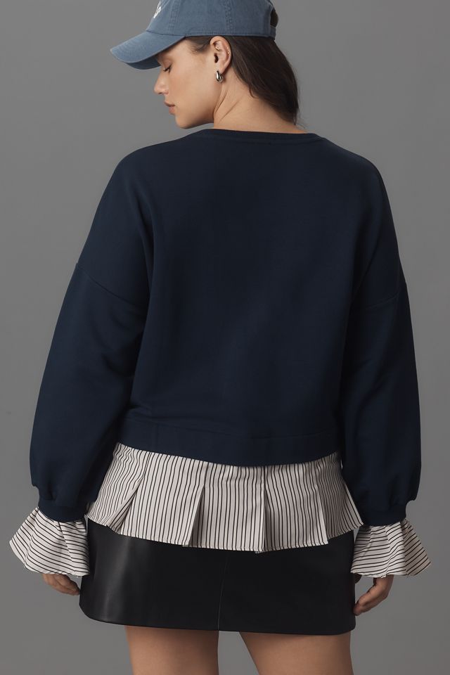 Maeve Striped Trim Twofer Sweatshirt #5
