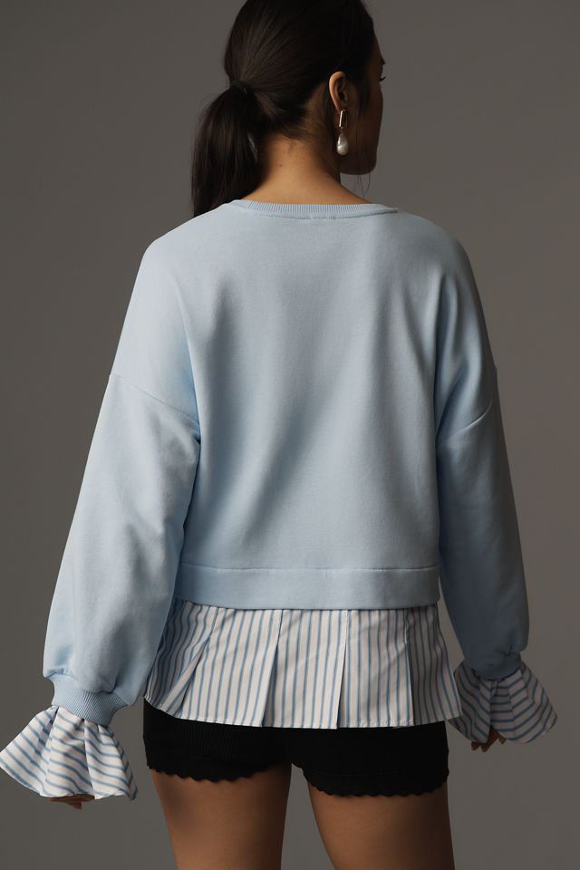 Maeve Striped Trim Twofer Sweatshirt #1