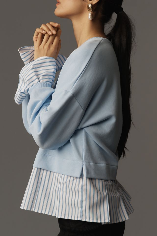 Maeve Striped Trim Twofer Sweatshirt #3