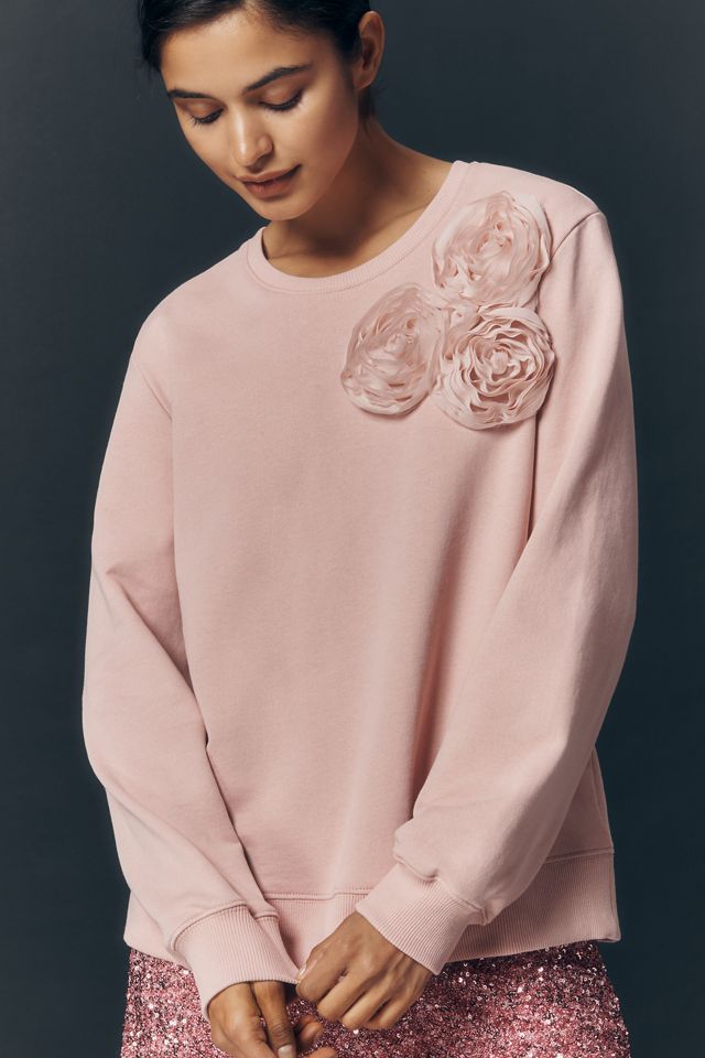 Maeve 3D Rose Embellished Sweatshirt #3