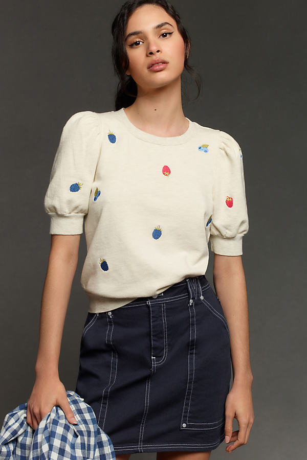 T.la Puff-sleeved Pullover In White
