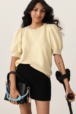 T.la Puff-sleeve Pullover In Yellow