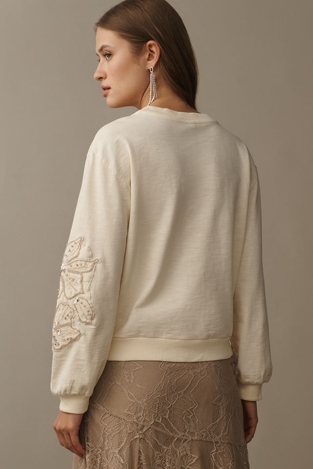 Pilcro Beaded Embroidered Sweatshirt #1