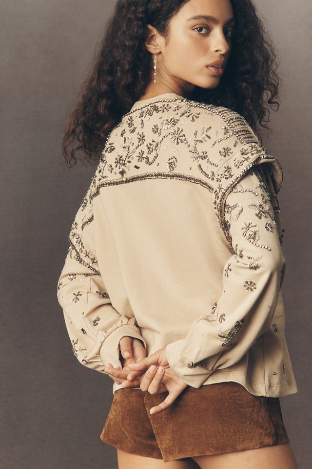 Pilcro Beaded Crew-Neck Sweater #1