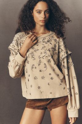 Pilcro Beaded Crew-Neck Sweater