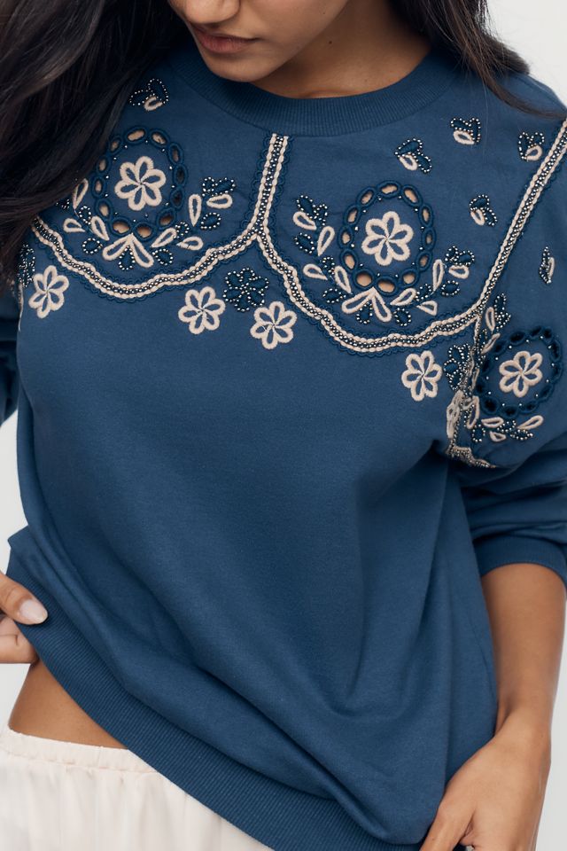 Felpa Ricamata 100% Cotone By Anthropologie #2