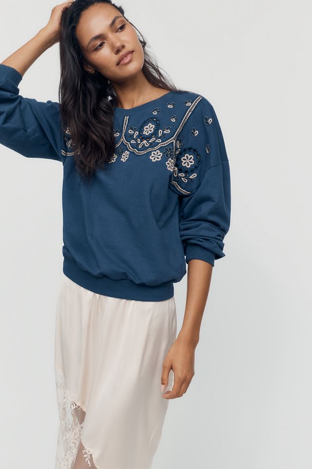 Felpa Ricamata 100% Cotone By Anthropologie #3