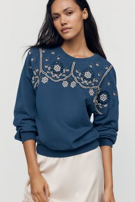 By Anthropologie Sweat-shirt brodé 100% coton