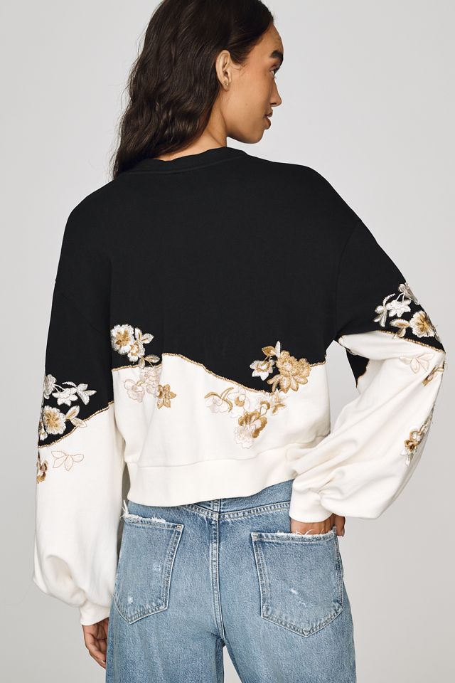 By Anthropologie 100% Cotton Embroidered Sweater #1