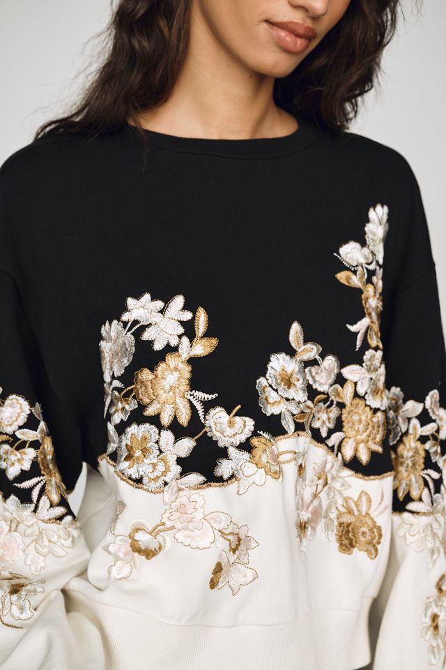 By Anthropologie 100% Cotton Embroidered Sweater #2