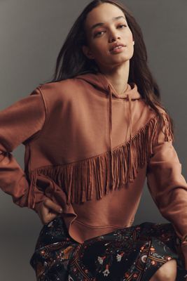 Pilcro Fringe Hooded Sweatshirt