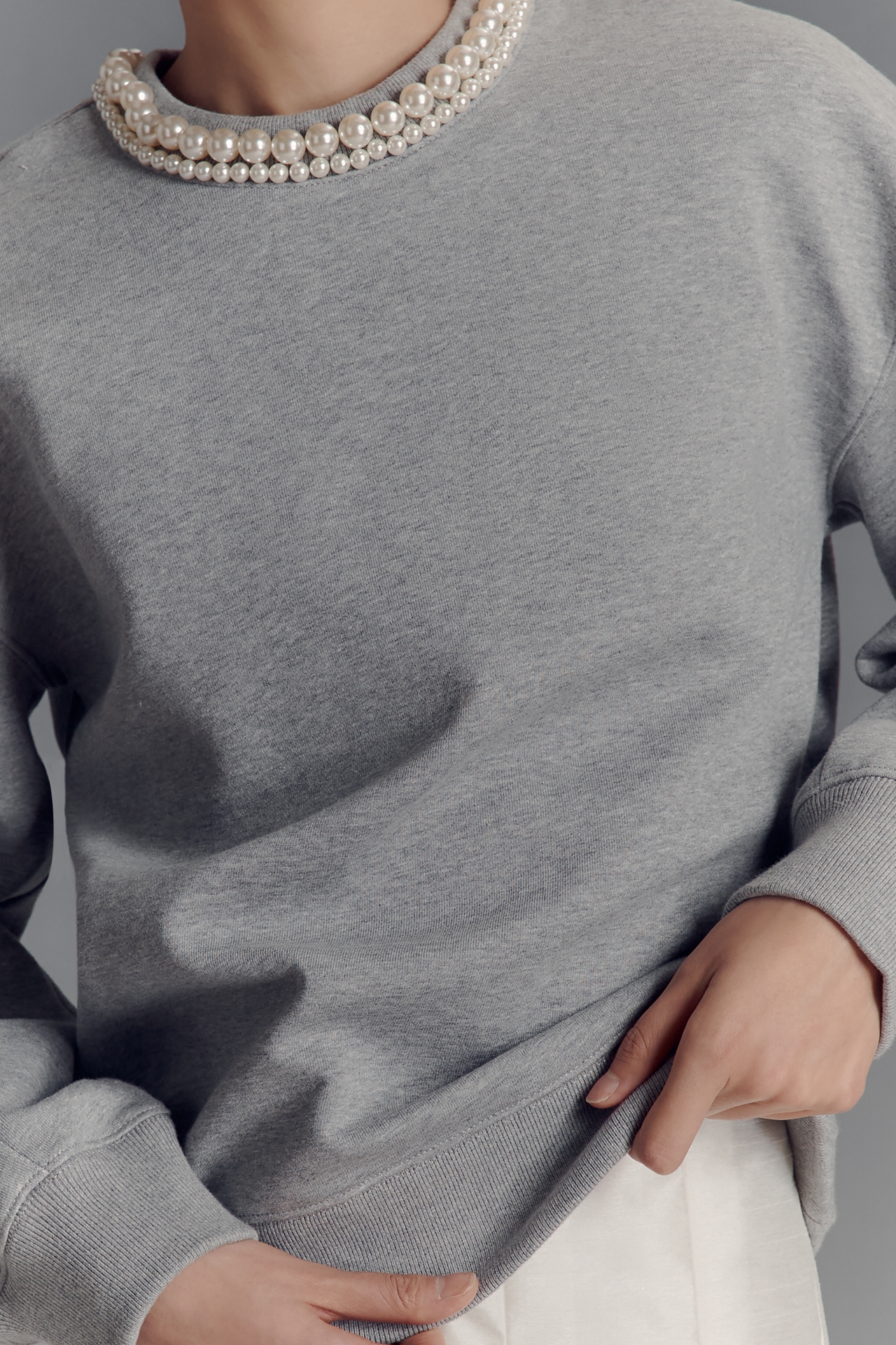Grey Lab Pearl-Neck Sweatshirt