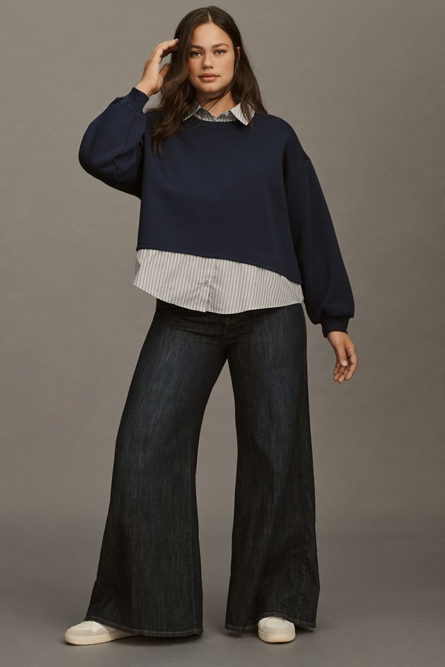 Maeve Layered Oversized Twofer Sweatshirt #7