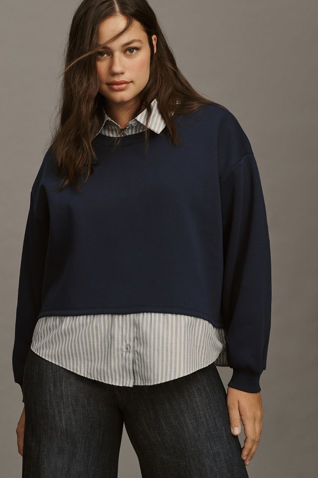 Maeve Layered Oversized Twofer Sweatshirt