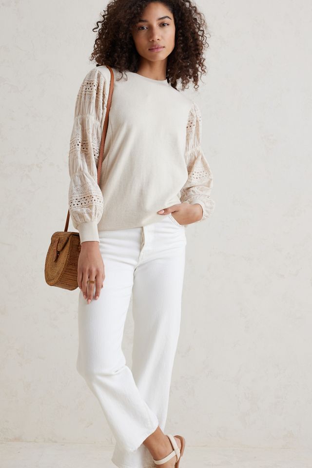 Frottee-Sweatshirt mit Stickdetails an den Ärmeln #1