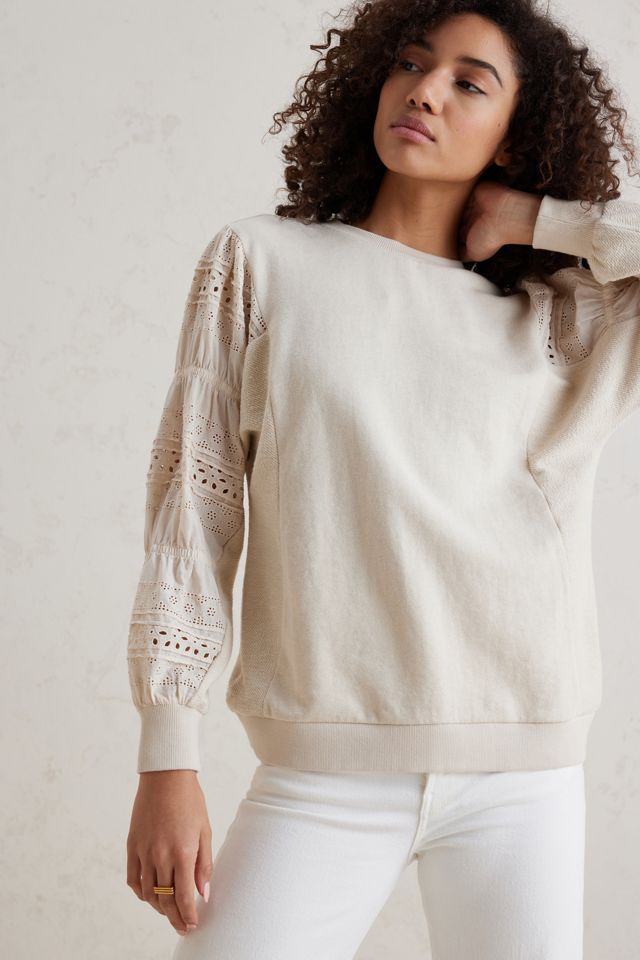 Frottee-Sweatshirt mit Stickdetails an den Ärmeln #2