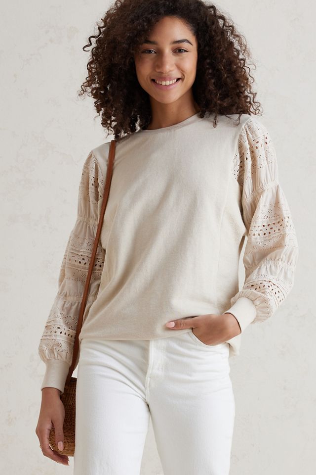 Frottee-Sweatshirt mit Stickdetails an den Ärmeln #3